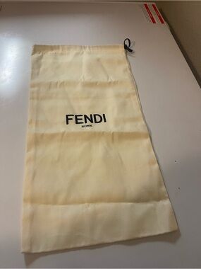 Fendi Cream Drawstring Logo Dust Bag with Black Cord